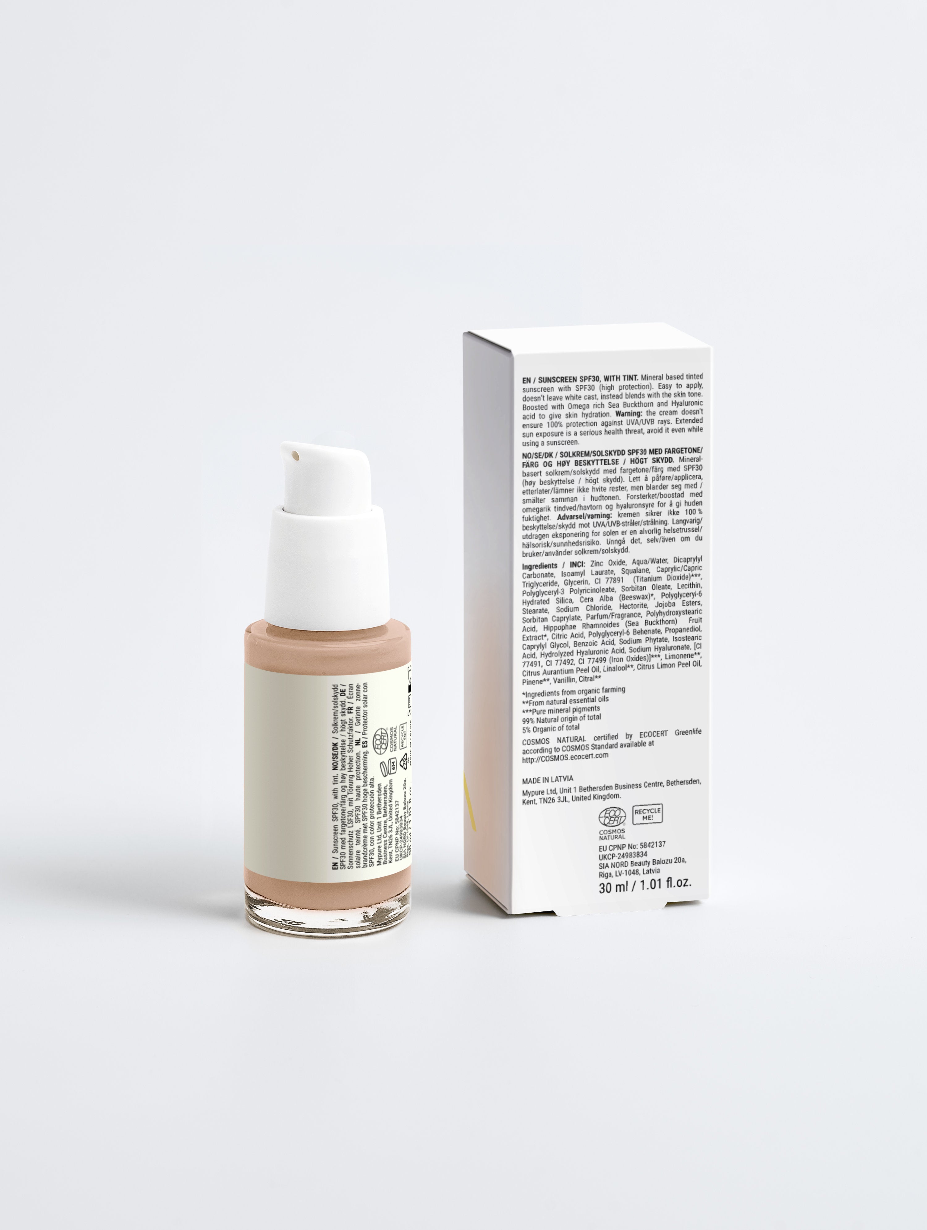 Sonnencreme SPF30 Mit Hyaluronsäure - Getönte Sonnenpflege (30 ml)