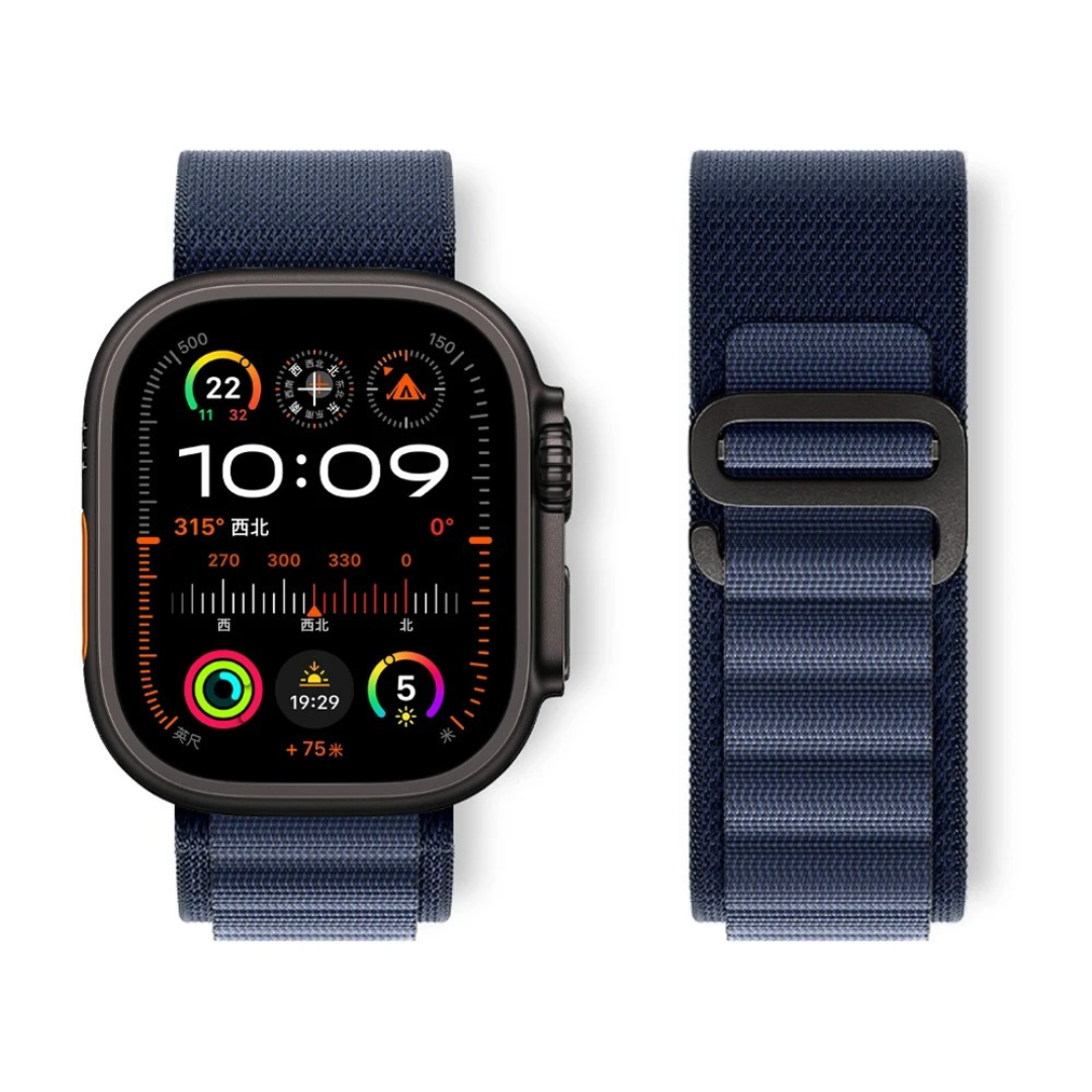 Alpine Loop Armband für Apple Watch Series & Ultra | Schwarze Akzente