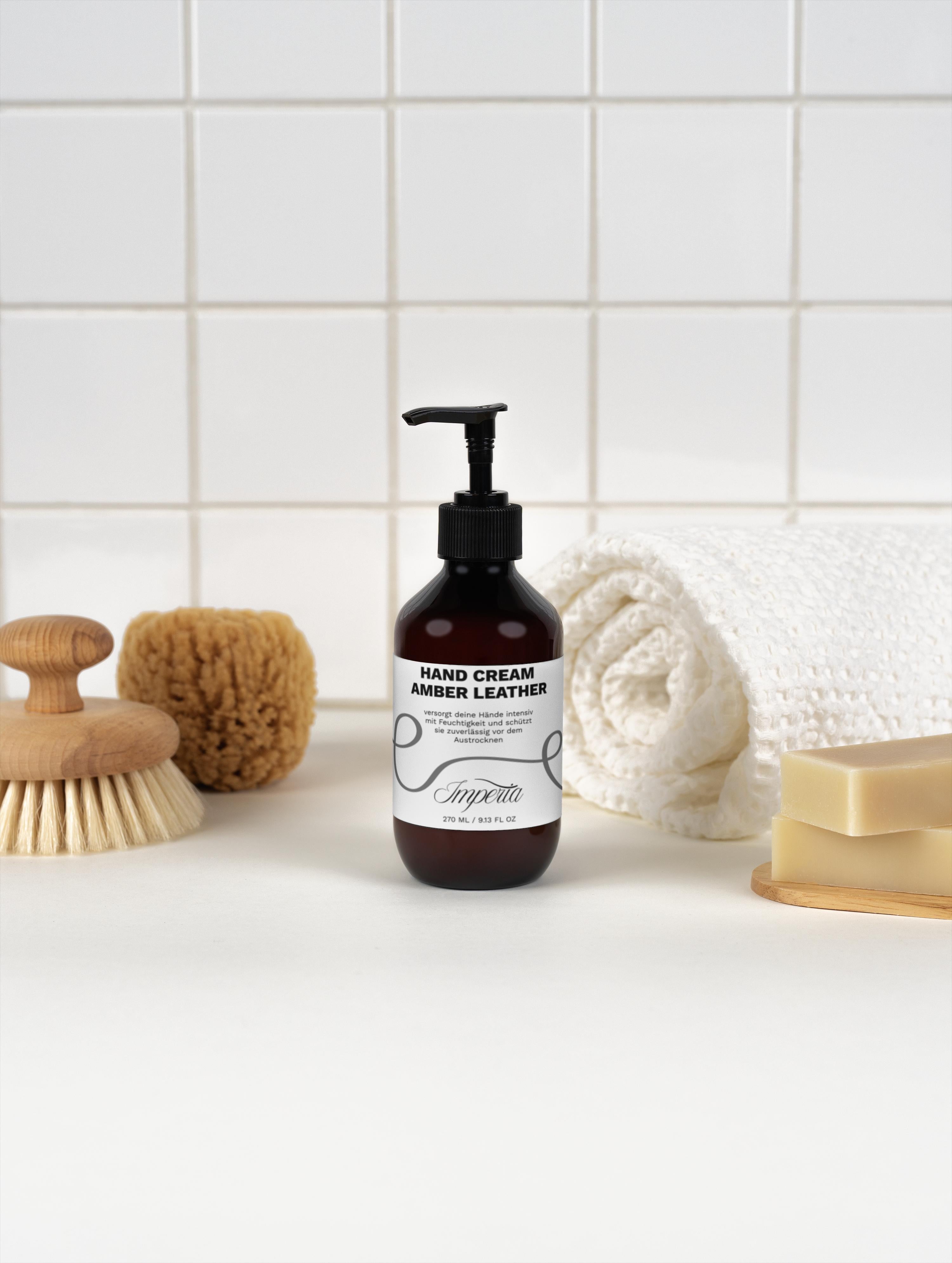 Pflegende Handcreme mit Amber Leather Duft (270 ml)