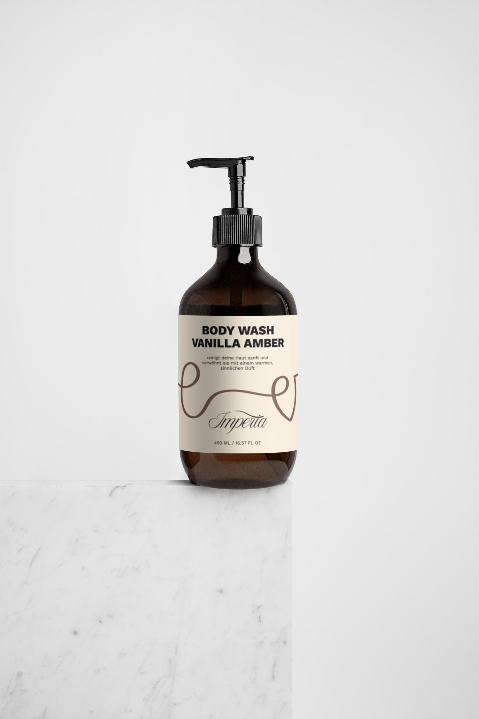 Sanft reinigendes Duschgel mit Vanille & Amber Duft (490 ml)